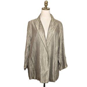 Eileen Fisher Silk Blend Crinkle Open Blazer Jacket Women's 2X Textured